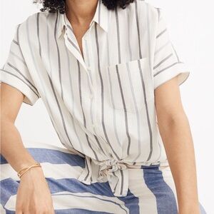 Madewell Tie-Front Shirt in Montpellier Stripe XS